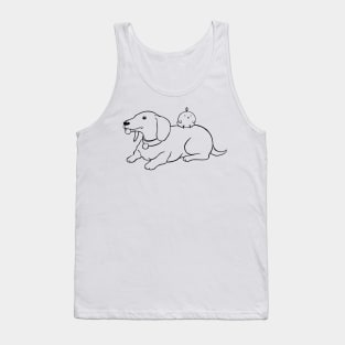 Dachshund and Chick - Black Line Tank Top